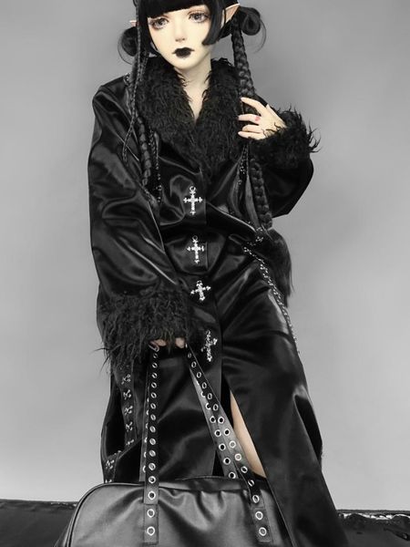 women's wool & blends blood supply original design dark black gothic winter thick plush leather patch cross buttons punk coat
women's wool & blends blood supply original design dark black gothic winter thick plush leather patch cross buttons punk coat