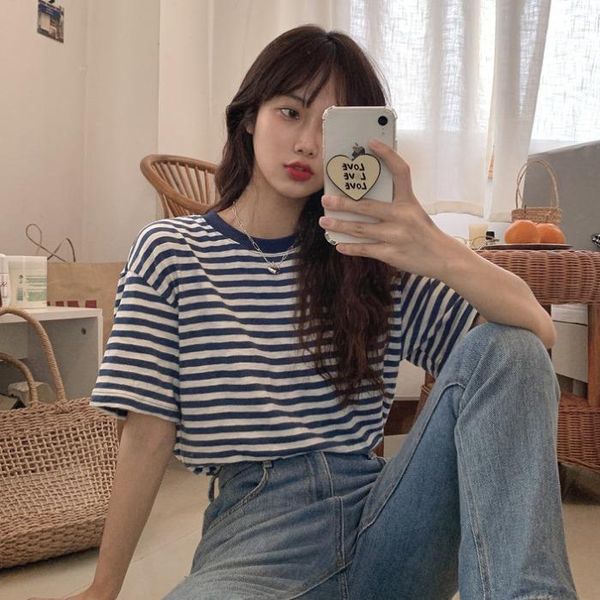 women's t-shirt korean striped short sleeve t shirts for women clothing summer o-neck casual tees female preppy style loose ladies hip, White
women's t-shirt korean striped short sleeve t shirts for women clothing summer o-neck casual tees female preppy style loose ladies hip, White