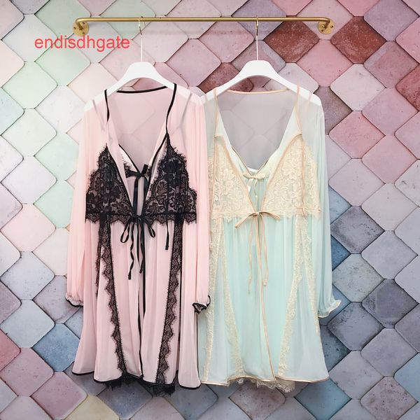 autumn and winter mesh lace nightdress three smoothie piece set of home clothes, Black;white
autumn and winter mesh lace nightdress three smoothie piece set of home clothes, Black;white