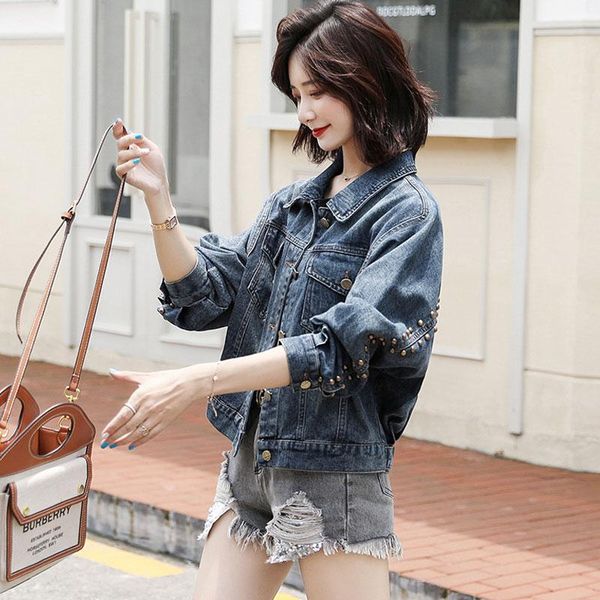women's jackets denim jacket female 2021 heavy industry beaded short wild, Black;brown
women's jackets denim jacket female 2021 heavy industry beaded short wild, Black;brown