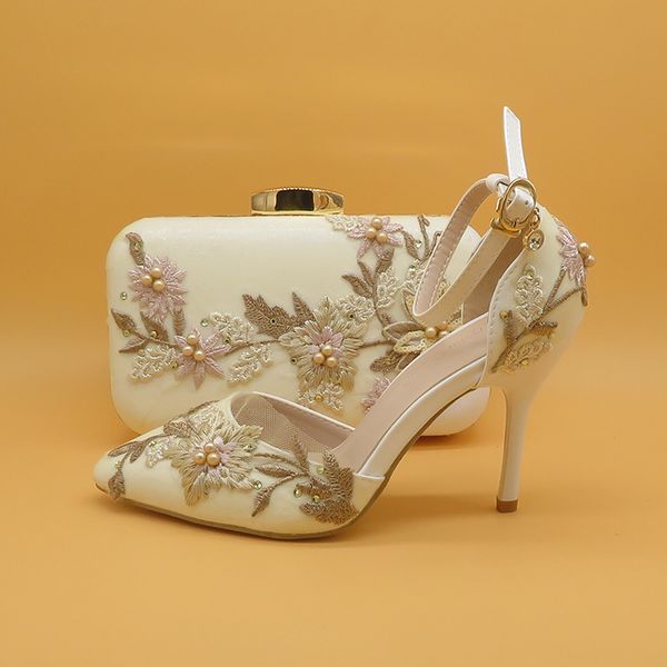 2021 new white lace flower wedding shoes matching bags high heels toe strap ladies party shoe and set tt7s, Black
2021 new white lace flower wedding shoes matching bags high heels toe strap ladies party shoe and set tt7s, Black