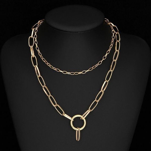chains simple double-layer pendant necklace punk metal chain jewelry stainless steel., Silver
chains simple double-layer pendant necklace punk metal chain jewelry stainless steel., Silver