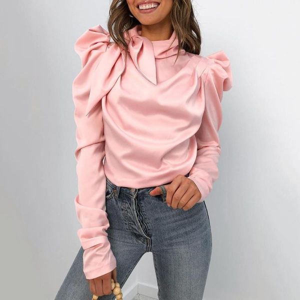 women's blouses & shirts 2021 puff sleeve bowknot turtleneck blouse fall long ladies office satin shirt blusas d30, White
women's blouses & shirts 2021 puff sleeve bowknot turtleneck blouse fall long ladies office satin shirt blusas d30, White