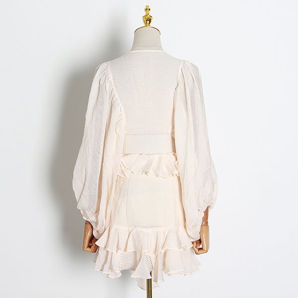 Vintage Patchwork Ruffles Women Dresses O Neck Lantern Long Sleeve High Waist With Sashes Dress Female Fashion Tide, White
Vintage Patchwork Ruffles Women Dresses O Neck Lantern Long Sleeve High Waist With Sashes Dress Female Fashion Tide, White