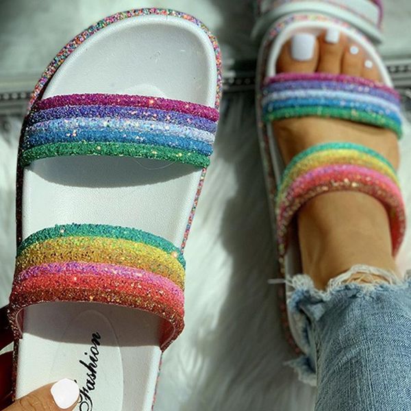 slippers 2021 pvc summer bling crystal rainbow fashion beach slides femme thick bottom outdoor slipper, Black
slippers 2021 pvc summer bling crystal rainbow fashion beach slides femme thick bottom outdoor slipper, Black
