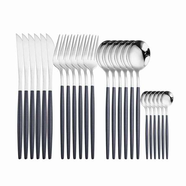 16pcs black silver stainless steel cutlery set dinnerware fork knife spoon set cutlery tableware kitchen complete dinner
16pcs black silver stainless steel cutlery set dinnerware fork knife spoon set cutlery tableware kitchen complete dinner