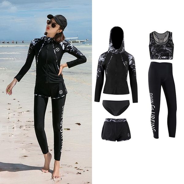 one-piece suits long sleeve rash guard women hat print 5 pieces swimsuit zipper swimwear bathing surfing with pad pant couples men
one-piece suits long sleeve rash guard women hat print 5 pieces swimsuit zipper swimwear bathing surfing with pad pant couples men