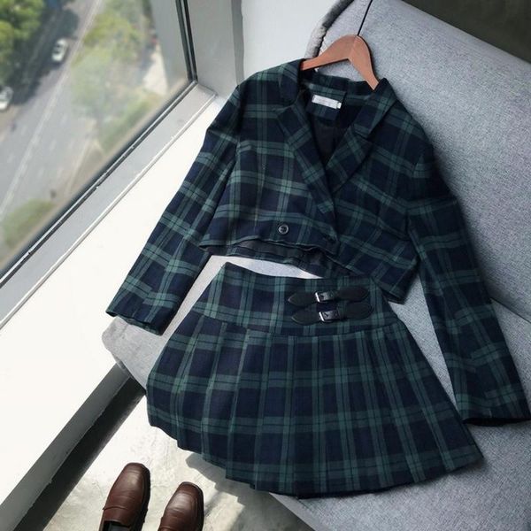 two piece dress women outfits 2021 short plaid blazer coat women's color pleated skirt suit winter, White
two piece dress women outfits 2021 short plaid blazer coat women's color pleated skirt suit winter, White
