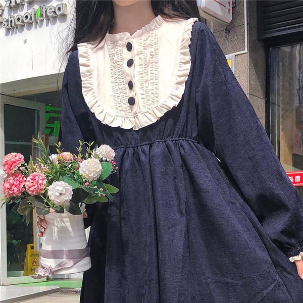 casual dresses japanese lolita style autumn winter women dress ruffled collar loose gothic cute kawaii ruffles sweet, Black;gray
casual dresses japanese lolita style autumn winter women dress ruffled collar loose gothic cute kawaii ruffles sweet, Black;gray