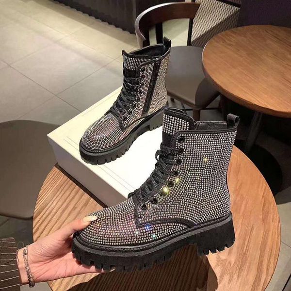 boots women platform fashion crystal side zippe winter chunky heel lace up ankle for motorcycle shoes, Black
boots women platform fashion crystal side zippe winter chunky heel lace up ankle for motorcycle shoes, Black