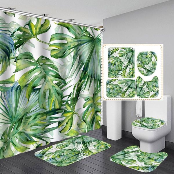 green banana leaf plant print shower curtain toilet mat floor mat 4 piece set thick polyester bathroom shower curtains
green banana leaf plant print shower curtain toilet mat floor mat 4 piece set thick polyester bathroom shower curtains