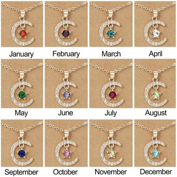 new style moon star birthstone pendant necklace wish card for women crystal gold color clavicle chain mom birthday jewelry gifts, Silver
new style moon star birthstone pendant necklace wish card for women crystal gold color clavicle chain mom birthday jewelry gifts, Silver