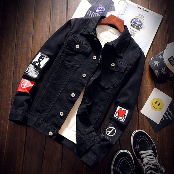 men's spring and autumn thin jacket korean slim large winter new black handsome jeans fashion, Black;brown
men's spring and autumn thin jacket korean slim large winter new black handsome jeans fashion, Black;brown