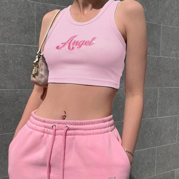 angel letter embroidery ribbed knit white crop fashion women tanks sports summer clothes female c98-h51
angel letter embroidery ribbed knit white crop fashion women tanks sports summer clothes female c98-h51