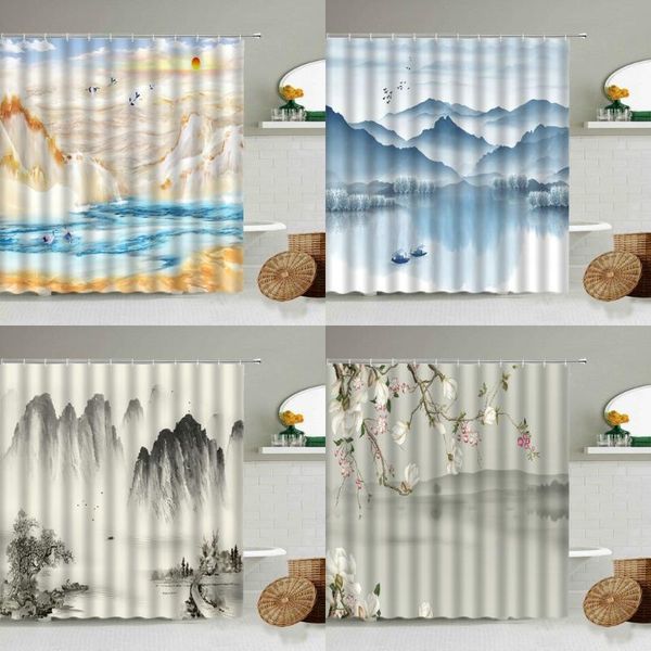 shower curtains chinese landscape curtain ink classical art painting bathroom bathtub home decor with hooks waterproof hanging screen set
shower curtains chinese landscape curtain ink classical art painting bathroom bathtub home decor with hooks waterproof hanging screen set