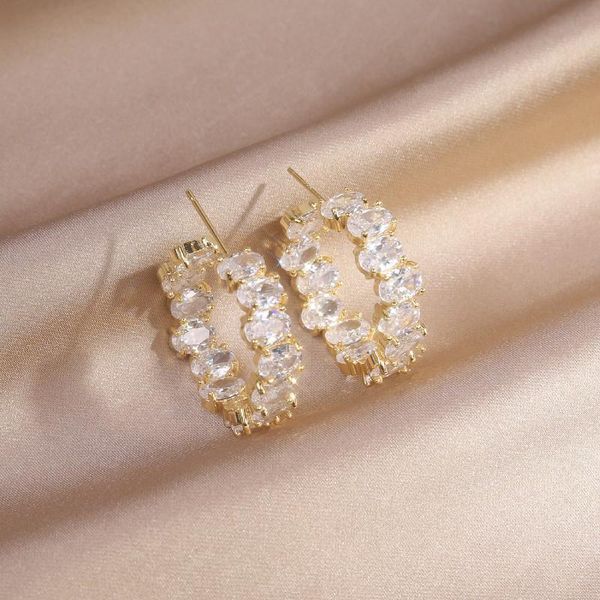hoop & huggie korea design fashion jewelry luxury shiny semi-round zircon earrings elegant women's wedding party, Golden;silver
hoop & huggie korea design fashion jewelry luxury shiny semi-round zircon earrings elegant women's wedding party, Golden;silver