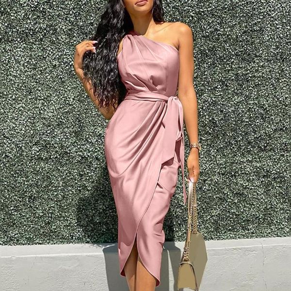 casual dresses backless summer dress women satin solid one shoulder ruffles sleeveless belt formal elegant party #t3g, Black;gray
casual dresses backless summer dress women satin solid one shoulder ruffles sleeveless belt formal elegant party #t3g, Black;gray