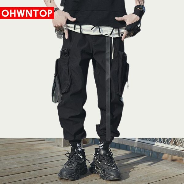 men's pants hip hop streetwear trousers cargo tactical elastic waist fashion oversized ribbons multi pockets joggers harem men, Black
men's pants hip hop streetwear trousers cargo tactical elastic waist fashion oversized ribbons multi pockets joggers harem men, Black