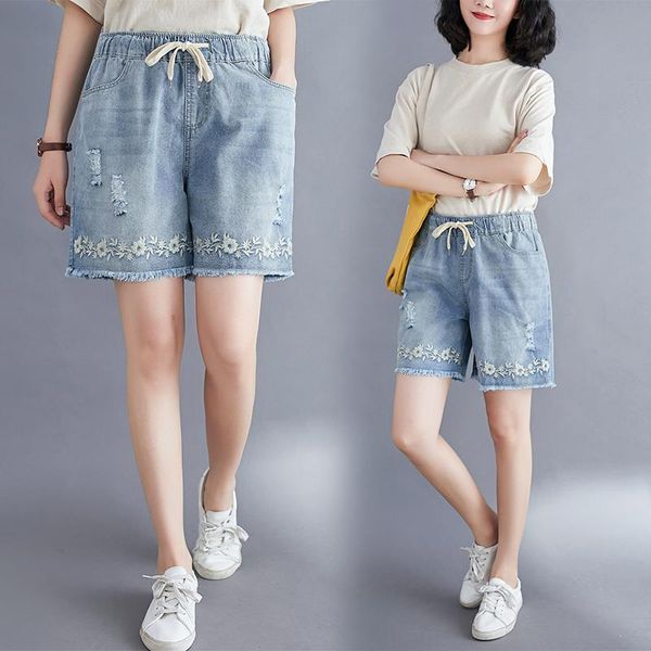 women's jeans shorts female summer 2021 artistic hole embroidered loose plus-size slimming trousers women wide leg pants, Blue
women's jeans shorts female summer 2021 artistic hole embroidered loose plus-size slimming trousers women wide leg pants, Blue