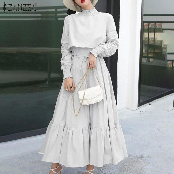 casual dresses women's autumn high collar stitching dress zenzea elegant maxi robe femme puff sleeves ruffle vestidos fashion sundress, Black;gray
casual dresses women's autumn high collar stitching dress zenzea elegant maxi robe femme puff sleeves ruffle vestidos fashion sundress, Black;gray