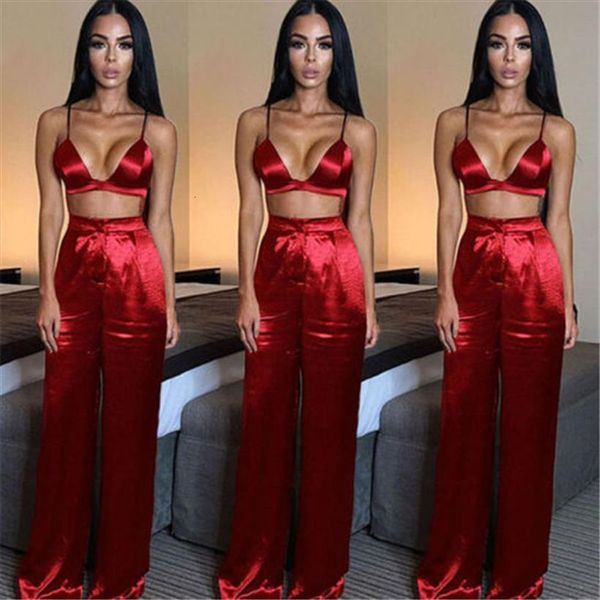 summer sets red women tracksuits smooth 2pcs bandage lace up loose wide leg high waist trousers, Gray
summer sets red women tracksuits smooth 2pcs bandage lace up loose wide leg high waist trousers, Gray