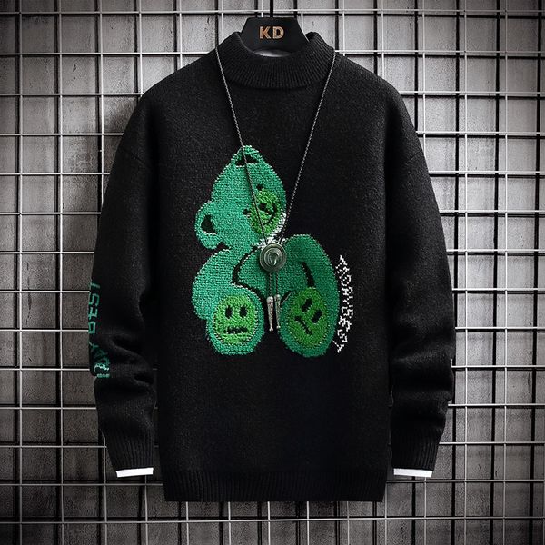 men's sweaters high neck korean sweater men's street clothes autumn winter hip hop christmas bear printed cashmere knitted, White;black
men's sweaters high neck korean sweater men's street clothes autumn winter hip hop christmas bear printed cashmere knitted, White;black