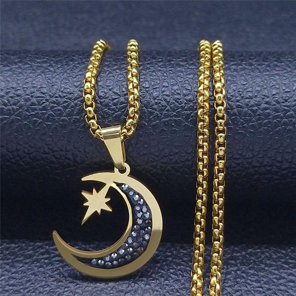 pendant necklaces judaism star moon stainless steel crystal chain women/men gold color long jewelry collier lune n4902s05, Silver
pendant necklaces judaism star moon stainless steel crystal chain women/men gold color long jewelry collier lune n4902s05, Silver