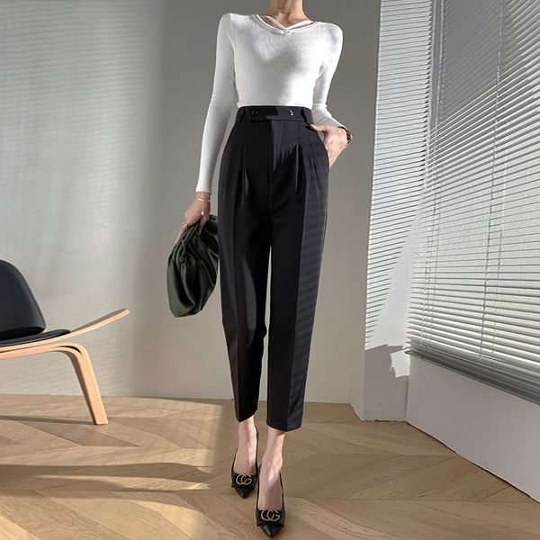spring fall straight women's loose thin suit formal breeches fjek, Black;white
spring fall straight women's loose thin suit formal breeches fjek, Black;white