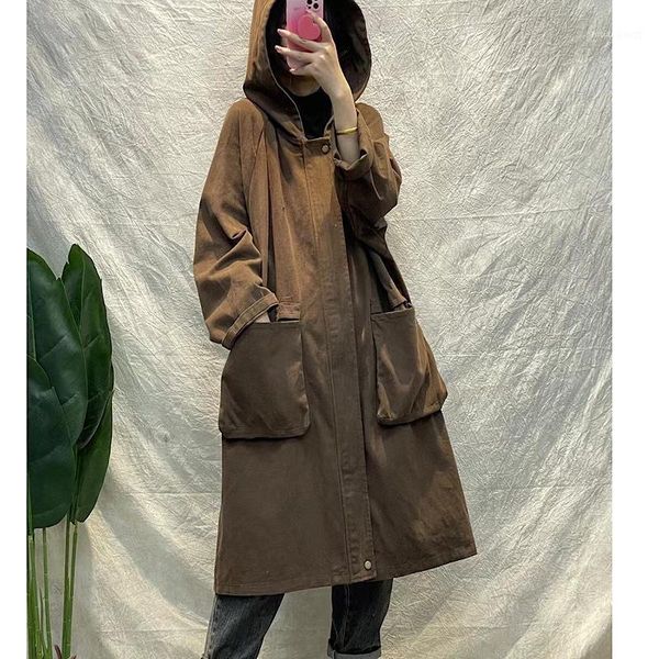 women's jackets large size coat women 2021 autumn winter retro loose casual long ladies hooded zipper big pocket, Black;brown
women's jackets large size coat women 2021 autumn winter retro loose casual long ladies hooded zipper big pocket, Black;brown