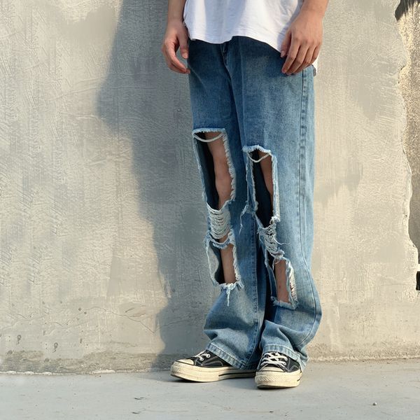 trendy brand washed holes men's trousers youth middle waist street casual loose blue jeans, Black
trendy brand washed holes men's trousers youth middle waist street casual loose blue jeans, Black