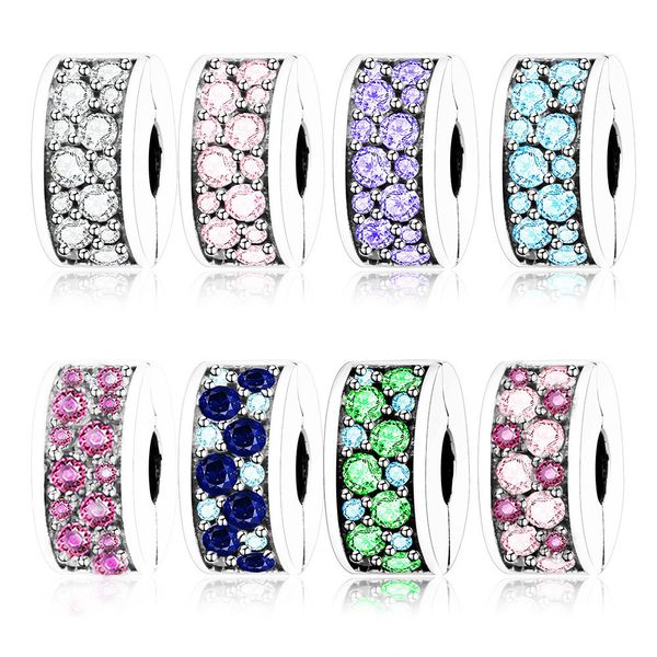 fit original europe charms bracelets clear cz spacer clip beads authentic 925 sterling silver shining elegance diy berloque q0531, Black
fit original europe charms bracelets clear cz spacer clip beads authentic 925 sterling silver shining elegance diy berloque q0531, Black