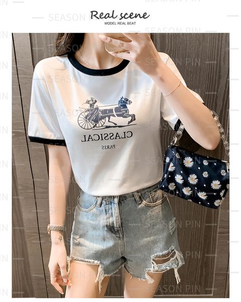 women's tees short-sleeved summer tide brand ins wild self-cultivation fake two-piece half-sleeved t-shirt8004 8002, White
women's tees short-sleeved summer tide brand ins wild self-cultivation fake two-piece half-sleeved t-shirt8004 8002, White