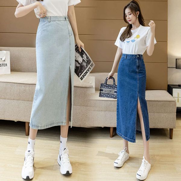 side split denim women's 2021 summer new mid hip high waist slim a-line long skirt, Black
side split denim women's 2021 summer new mid hip high waist slim a-line long skirt, Black