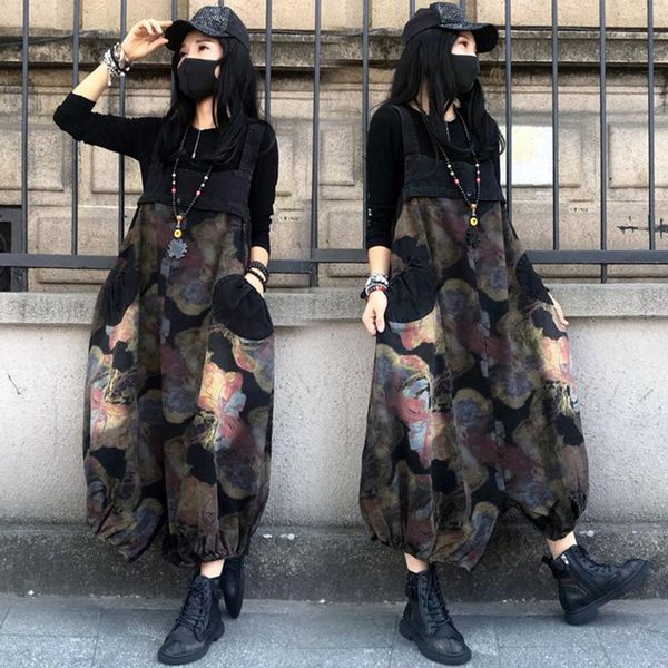women's jeans -xl women casual oversize cotton printed overalls vintage denim jumpsuit cool hanging pants, Blue
women's jeans -xl women casual oversize cotton printed overalls vintage denim jumpsuit cool hanging pants, Blue