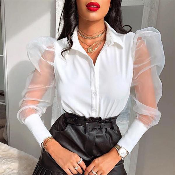 autumn women ladies puff mesh long sleeve shirts blouse slim fit casual office work clubwear new, White
autumn women ladies puff mesh long sleeve shirts blouse slim fit casual office work clubwear new, White
