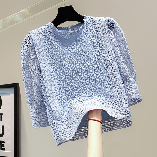 women's blouses & shirts hollow-out hook flower high waist woman crop 2021 summer korean style half sleeve pure color casual women lace, White
women's blouses & shirts hollow-out hook flower high waist woman crop 2021 summer korean style half sleeve pure color casual women lace, White
