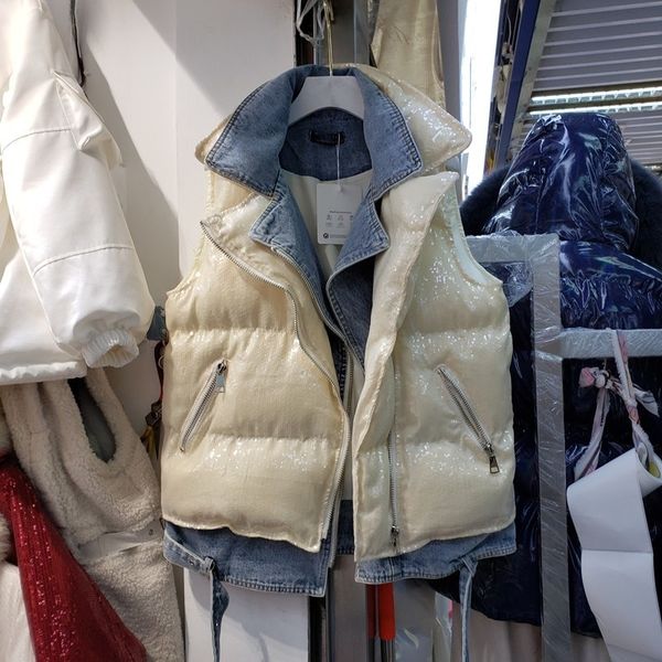 women's vests winter streetwear bright ladies sequins casual fashion vest women's splice denim thick with no sleeves jean jacket 8, Black;white
women's vests winter streetwear bright ladies sequins casual fashion vest women's splice denim thick with no sleeves jean jacket 8, Black;white