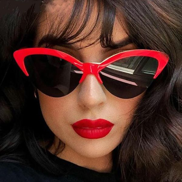 female cat eye sunglasses designer vrand red cateye glasses for women vintage gradient ladies eyewear, White;black
female cat eye sunglasses designer vrand red cateye glasses for women vintage gradient ladies eyewear, White;black