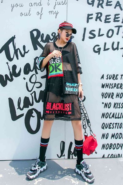 t shirt 2021 summer fashion loose street trendy patch perspective mesh female, White
t shirt 2021 summer fashion loose street trendy patch perspective mesh female, White
