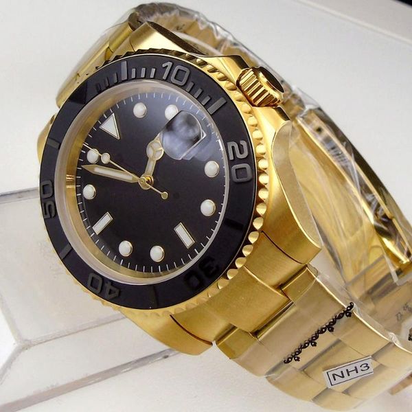 wristwatches fashion japan nh35 40mm gold watch case automatic men's miyota movement ceremic bezel, Slivery;brown
wristwatches fashion japan nh35 40mm gold watch case automatic men's miyota movement ceremic bezel, Slivery;brown