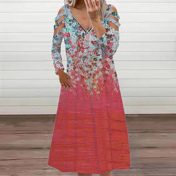 casual dresses zipper v neck vintage dress women open back strap long sleeve floral printed elegant clothing 40#, Black;gray
casual dresses zipper v neck vintage dress women open back strap long sleeve floral printed elegant clothing 40#, Black;gray
