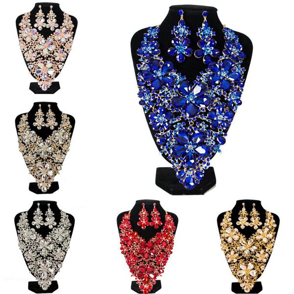 earrings & necklace luxury wedding jewelry sets big rhinestone crystal flower statement bridal set for women gifts african nigeria, Silver
earrings & necklace luxury wedding jewelry sets big rhinestone crystal flower statement bridal set for women gifts african nigeria, Silver