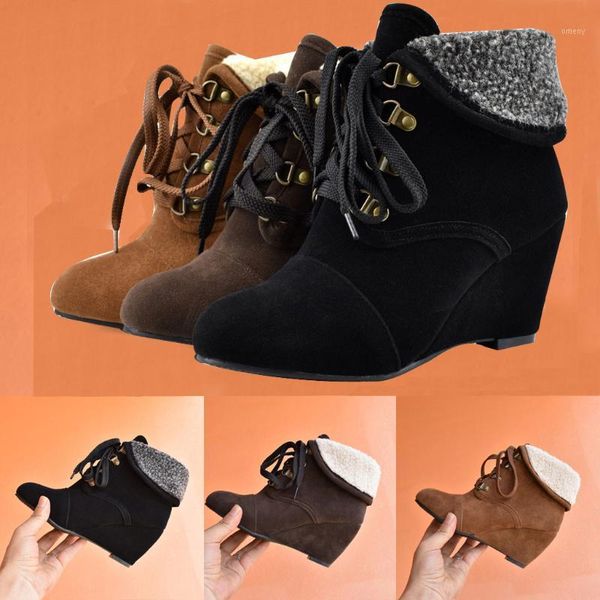 boots women's short suede wedges round toe lace-up high heel large size booties thick warm fur winter shoes m50#1, Black
boots women's short suede wedges round toe lace-up high heel large size booties thick warm fur winter shoes m50#1, Black