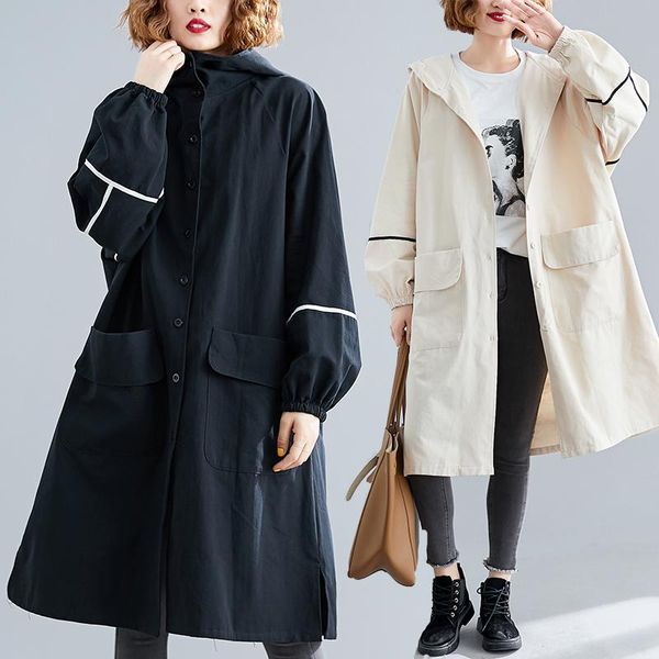 women's trench coats casual plus size coat women long section autumn style loose solid color single breasted cardigan hooded windbreake, Tan;black
women's trench coats casual plus size coat women long section autumn style loose solid color single breasted cardigan hooded windbreake, Tan;black