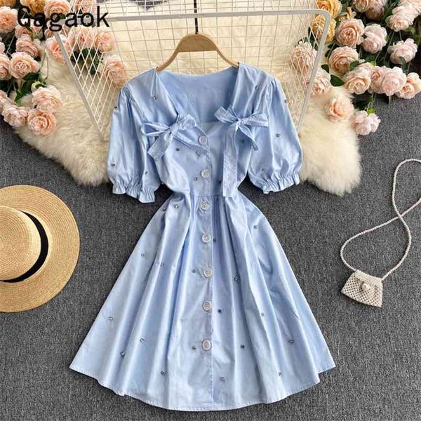 woman dress summer v-neck puff sleeve sweet bow beaded mini party dresses korean chic fashion vestidos 210531, Black;gray
woman dress summer v-neck puff sleeve sweet bow beaded mini party dresses korean chic fashion vestidos 210531, Black;gray