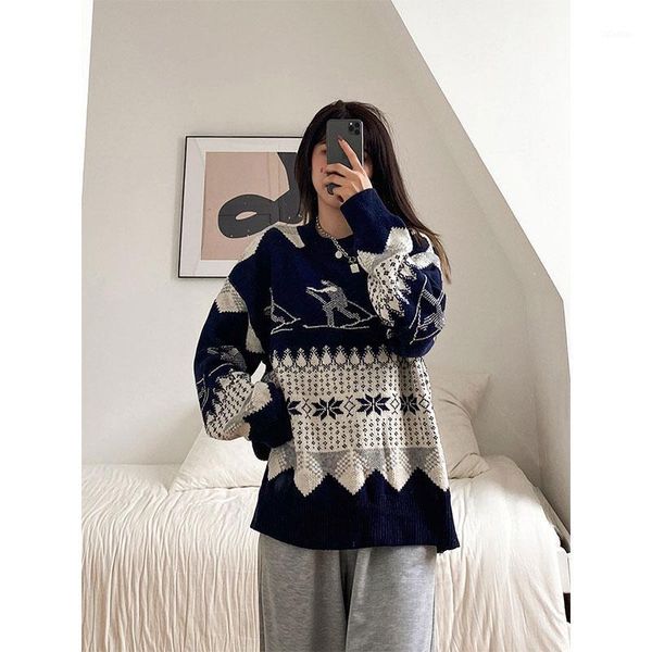 women's sweaters 2021 autumn and winter outer wear loose lazy retro hong kong style round neck sweater, White;black
women's sweaters 2021 autumn and winter outer wear loose lazy retro hong kong style round neck sweater, White;black