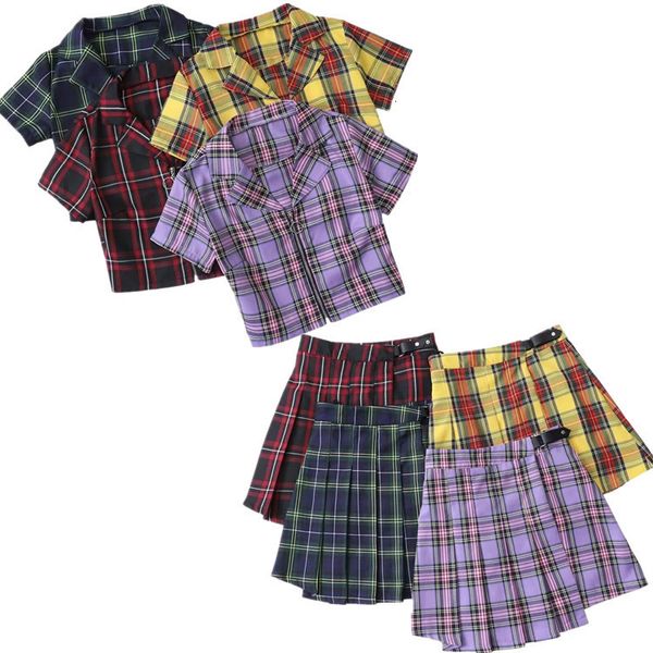 tracksuits sport suit 2021 leisure and versatile campus college style women's summer bm purple plaid skirt two piece set, Gray
tracksuits sport suit 2021 leisure and versatile campus college style women's summer bm purple plaid skirt two piece set, Gray