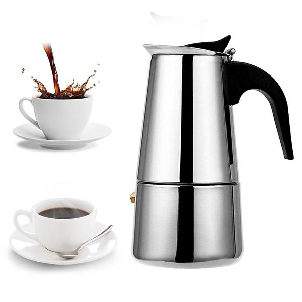 coffee pots stainless steel moka maker 100/200/300ml household brewer kettle pot portable espresso kitchen tool
coffee pots stainless steel moka maker 100/200/300ml household brewer kettle pot portable espresso kitchen tool
