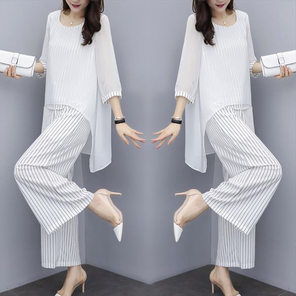 chiffon pantsuits suits mother womens pants of the bride outfit formal wedding guest striped wide leg loose 3 piece sets, White
chiffon pantsuits suits mother womens pants of the bride outfit formal wedding guest striped wide leg loose 3 piece sets, White