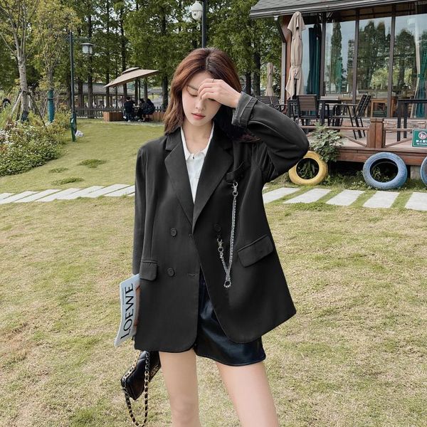 women's suits & blazers 2021 fashion women loose autumn double breasted blazer jackets female elegant coat chic ol casual outerwear wb1, White;black
women's suits & blazers 2021 fashion women loose autumn double breasted blazer jackets female elegant coat chic ol casual outerwear wb1, White;black